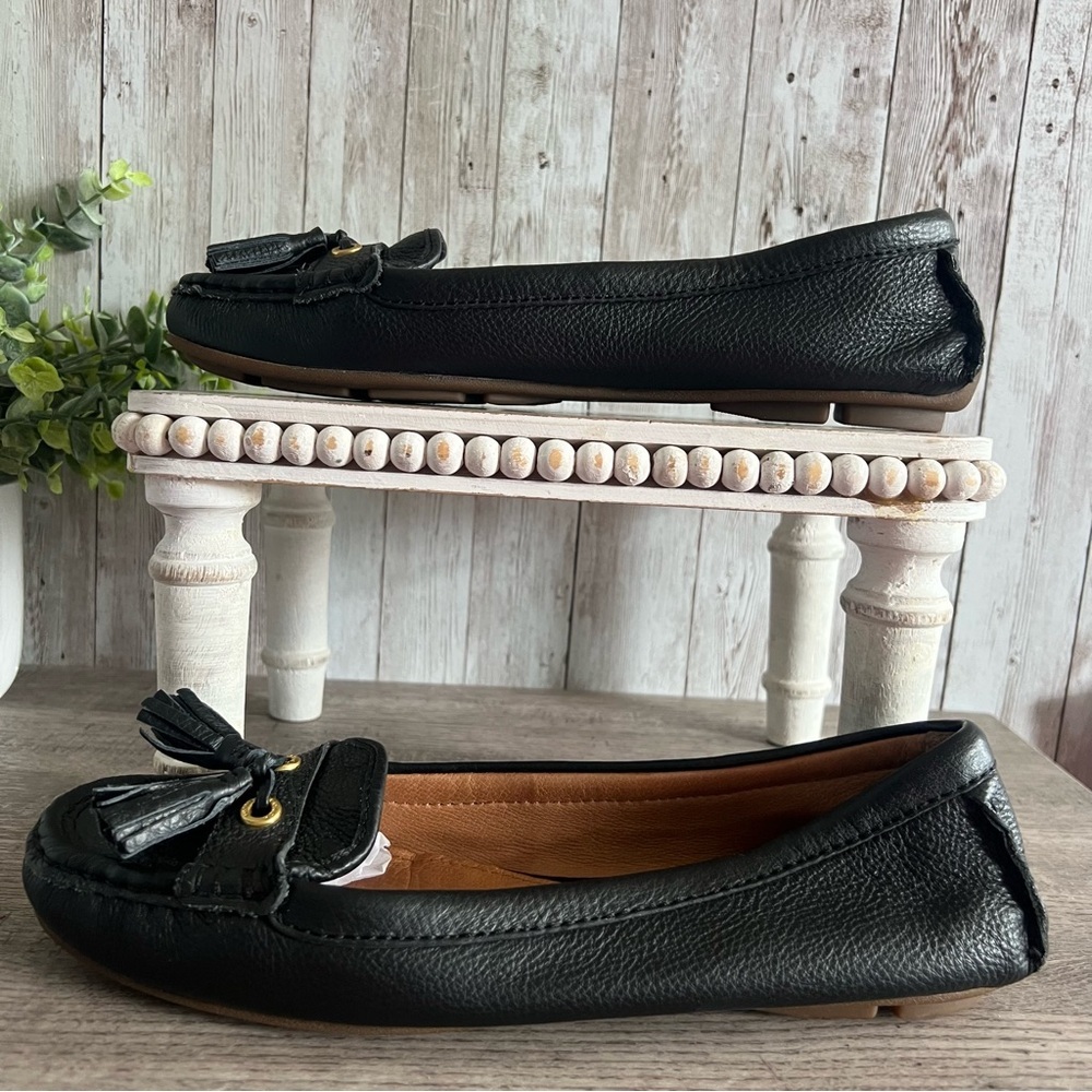 Coach Black Leather Driving Loafers Tassels Preppy Old money Classic Womens 7.5 - Picture 6 of 11
